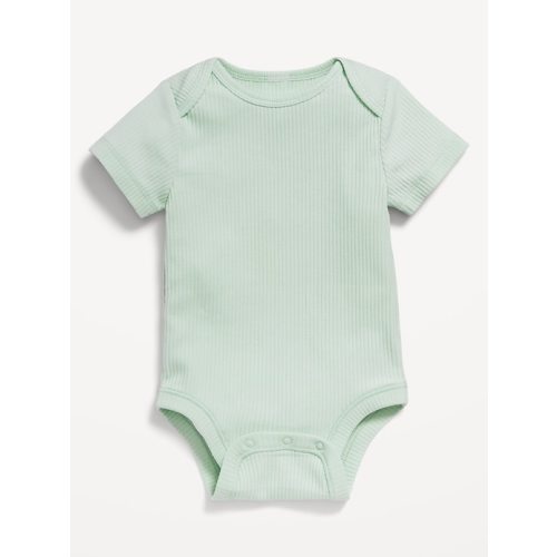 Unisex Printed Ribbed Short-Sleeve Bodysuit for Baby