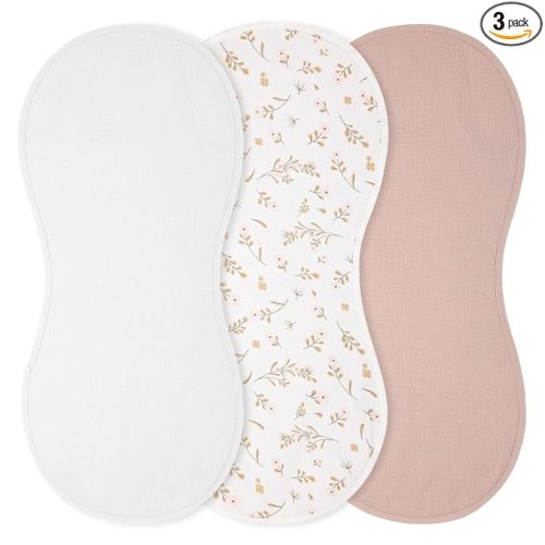 Hahafelt 3 Pcs Changing Pad Liners Compatible with Peanut Changer Waterproof Diaper Mats Organic Cotton Mats are Warm on Baby's Back, Washable Reusable(Print Style,Beige)