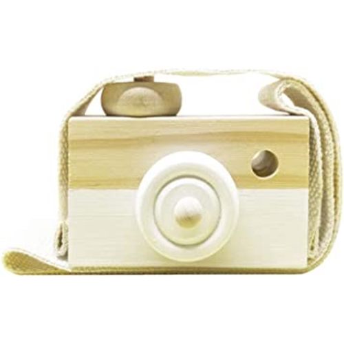 Baby Toy Wooden Mini Camera Toy, Baby Kids Cute Mini Sharpe Toy, Neck Hanging Photographed Props for Baby Toddlers Children Kids' Room Hanging Decor Gift (white)