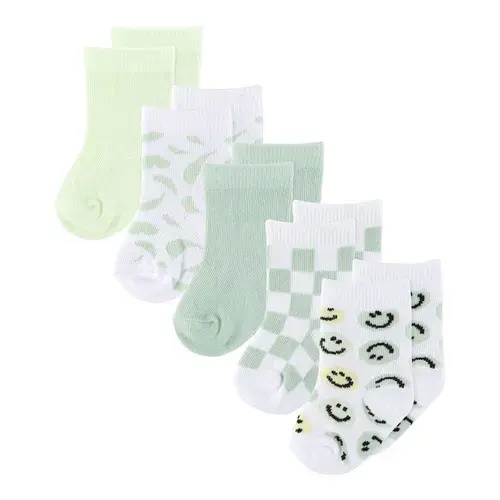 4Baby 5 Pack Socks Green Mix 0-3m | Baby Bunting AU