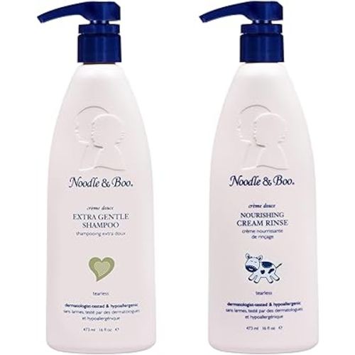 Noodle & Boo Extra Gentle Baby Shampoo and Conditioner Set | Tear-Free, Hypoallergenic, Plant-Based, Pediatrician-Tested | Gentle Hair Care for Sensitive Scalps & Delicate Hair, 16 fl oz Each