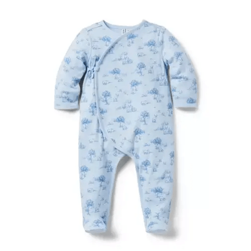 Newborn Bundle Blue Woodland Toile Baby Woodland Toile Wrap Footed One-Pice by Janie and Jack