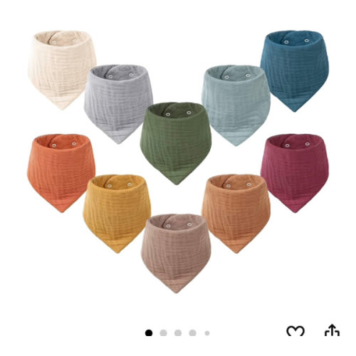 Konssy Muslin Baby Bibs 10 Pack Baby Bandana Drool Bibs 100% Cotton for Unisex Boys and Girls, Soft Absorbent Set for Teething and Drooling