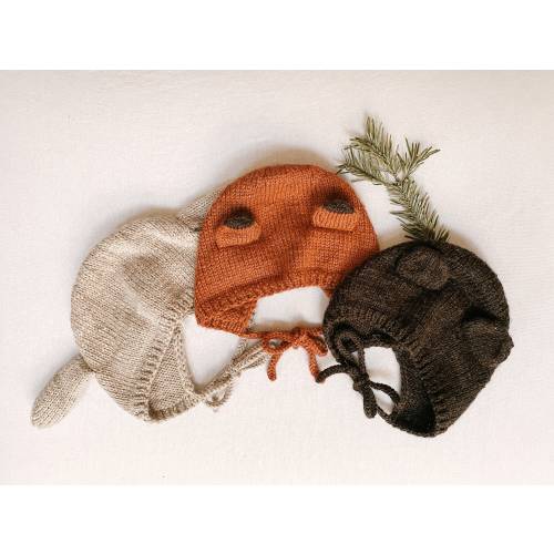 Hand Knit Merino Wool Animal Bonnet: Lamb, Fox, Bear