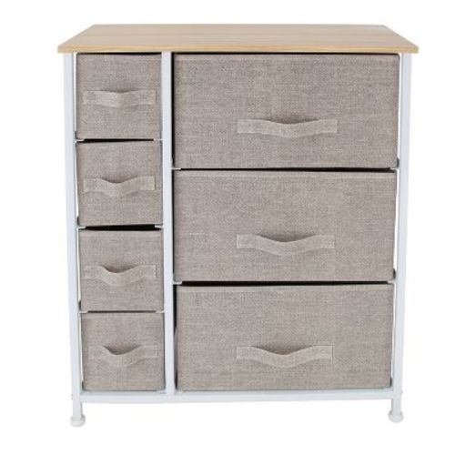 Simplify 7 Drawer Storage Chest Natural: Polypropylene & Steel Utility Storage, Plastic Drawers, Universal & Clothing Use