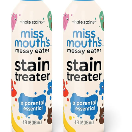Miss Mouth's Messy Eater Stain Treater Spray - 4oz 2 Pack Stain Remover - Newborn & Baby Essentials - No Dry Cleaning Food, Grease, Coffee Off Laundry, Underwear, Fabric