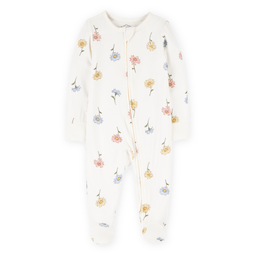 Baby Girl Floral Print 2-Way Zip PurelySoft Sleep & Play Pajamas - Ivory - Carter's | Carter's