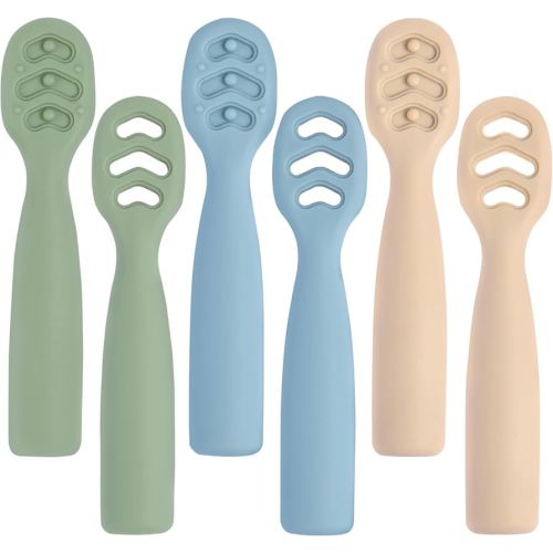 Baby Spoons Self Feeding 6+ Months Set, 6 Pack First Stage Baby Led Weaning Supplies, BPA Free, Toddler Utensils for Soft Tip Silicone Feeding Spoon, Boil and Dishwasher Safe