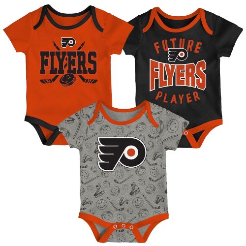 Newborn Philadelphia Flyers Full Strength 3-Piece Creeper Set - Size Newborn