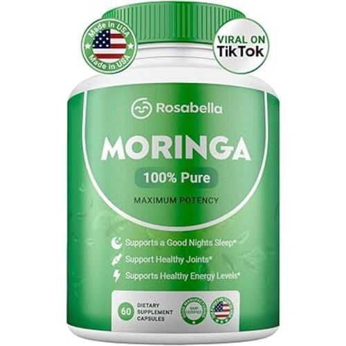 Moringa Powder Capsules - 800mg of Pure Nutrient-Rich Moringa Powder - A Natural Green Antioxidant Superfood - Supports Energy, Skin Health, Gut Health+ - w/Essential Vitamins & Amino Acids