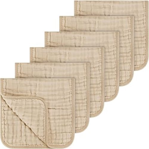 Accmor 6 Pack Muslin Burp Cloths 100% Cotton 20''x10'' Large Extra Soft and Absorbent Baby Burping Cloth for Boys Girls