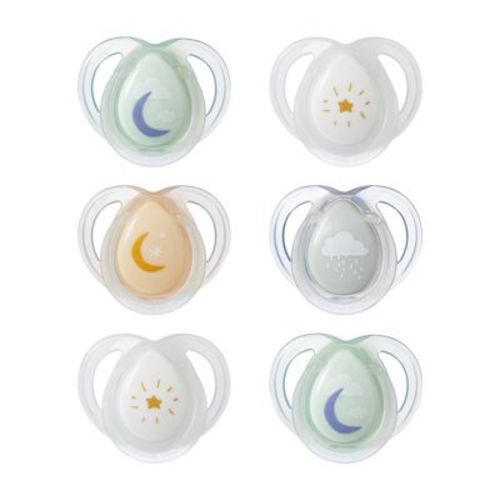 Tommee Tippee Night Pacifier 0-6 Months - Pink Skies - 6pk