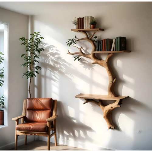 Wooden Wall Shelf for Plant & Book Lovers