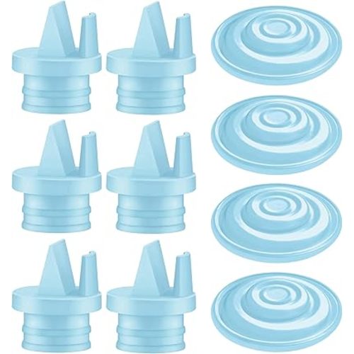 Maymom Pump Parts Incl Duckbill Valve with Pull Tab Silicone Diaphragm Compatible with Spectra S1, S2, Synergy Gold; Not Original Spectra Pump Parts; 10 pc Blue