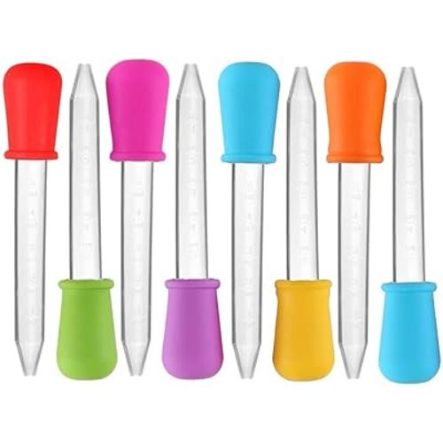 8 Pack Liquid Droppers Silicone 5ml Clear Liquid Medicine Eye Dropper with Bulb Tip for Kids Candy Mold