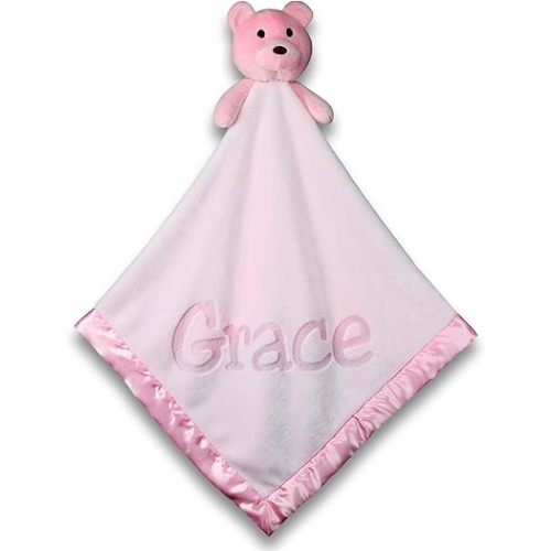 Custom Catch Personalized Teddy Bear Baby Blanket Gift for Girl - Pink