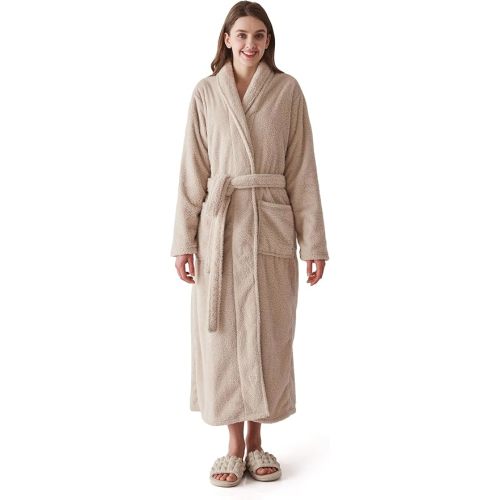 Robes for Women – Premium Plush Fleece Long Bathrobe for Women with Shawl Collar, Soft Warm Womens Robe