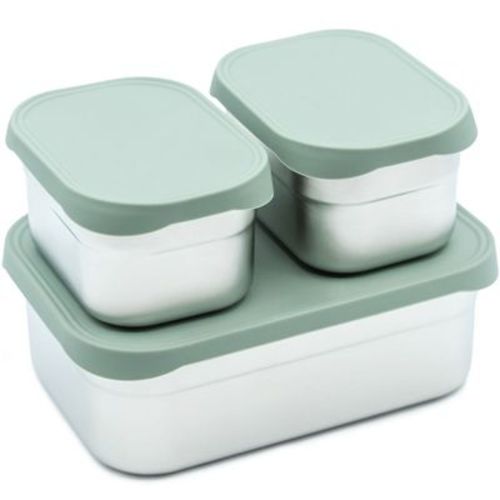 WeeSprout Stainless Steel Lunch Box Set - Matte Green