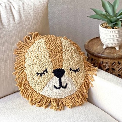 Crane Baby Embroidered Round Throw Pillow - Kendi Lion
