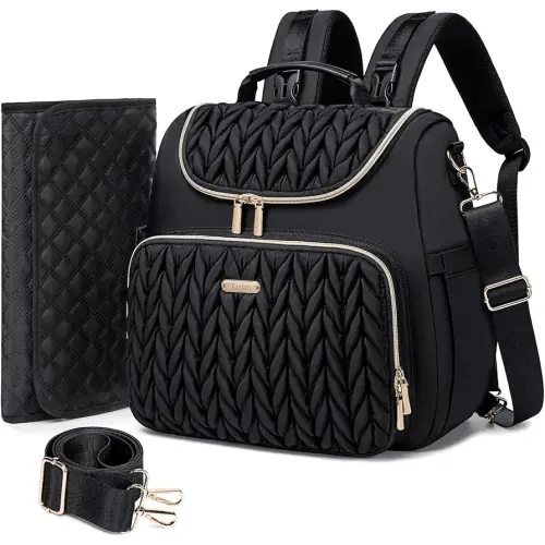 4 in 1 Convertible Diaper Bag Backpack,Waterproof Baby Diaper Bag with Changing Pad,Converts into Baby Tote Bag,Diaper Backpack,Stroller Bag and Crossbody Diaper Bag