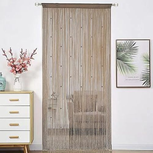 Beaded Doorway Curtain Door Beads Dense String Curtains Fringe Hippie Perfect for Wall Hanging Decor Room Divider Privacy Doors Window Closet Doorways Decorations (100x280cm,Ecru)