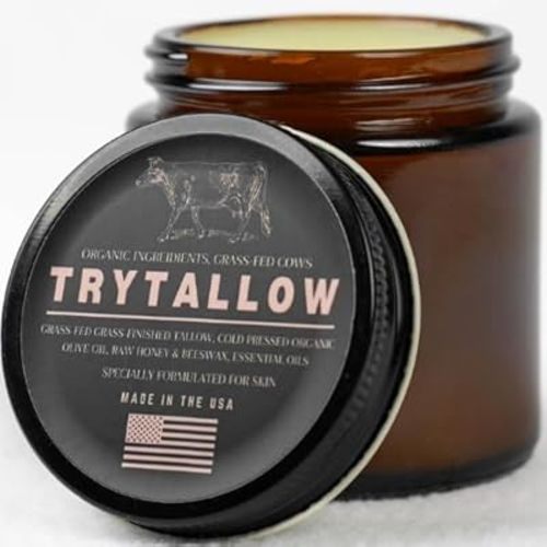 Beef Tallow Honey Balm - Grass-Fed Organic Face Cream with Honey & Olive Oil, for Eczema, Rosacea, Baby, Acne (2 oz)
