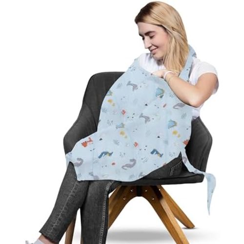 Childlike Behavior Baby Nursing Cover & Nursing Poncho - White Breast Feeding Cover - Breathable Nursing Cover for Breastfeeding - Nursing Cover - Privacy Breastfeeding Cover for Baby