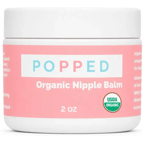 Popped USDA Organic Nipple Cream for Breastfeeding, Lanolin-Free, 2 oz