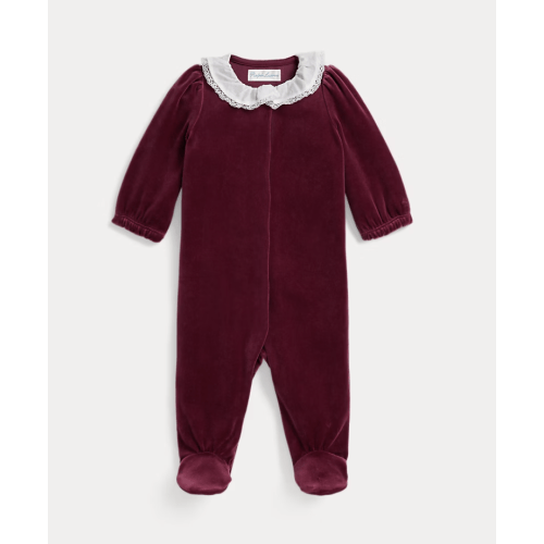 Ralph Lauren Poplin-Collar Velour Coverall