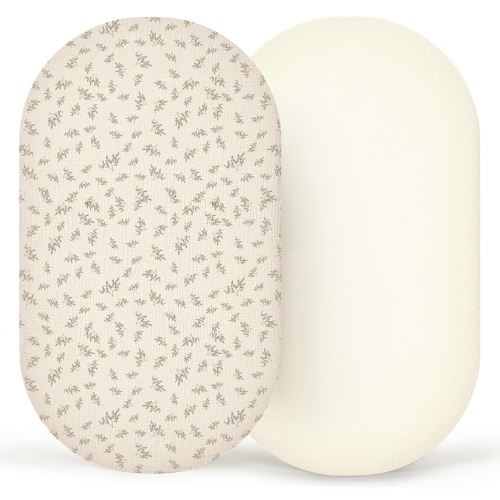 lulumoon Sábanas de moisés de muselina para bebé: Sábanas bajeras de moisés de algodón para niños y niñas - Sábanas de cuna para colchón rectangular ovalado o de reloj de arena