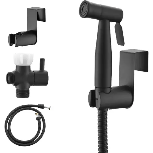 Purrfectzone Black Bidet Sprayer for Toilet, Handheld Bidet Sprayer Kit, Easy-to-Install Toilet Bidet Sprayer Set, Hand Held Stainless Steel Bidet with Adjustable Flow, Cloth Diaper Sprayer