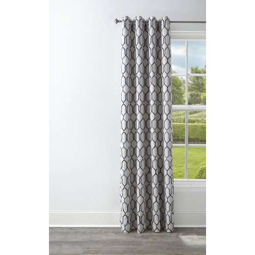 allen + roth 95.0-in Admiral Geometric Blackout Thermal lined Grommet Single curtain panel