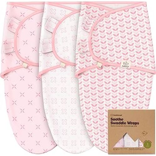 3-Pack Organic Baby Swaddle Sleep Sacks - Newborn Swaddle Sack, Ergonomic Baby Swaddles 0-6 Months, Swaddles for Newborns, Baby Sleep Sack, Baby Swaddle Blanket Wrap, Baby Essentials(Blossom Large)