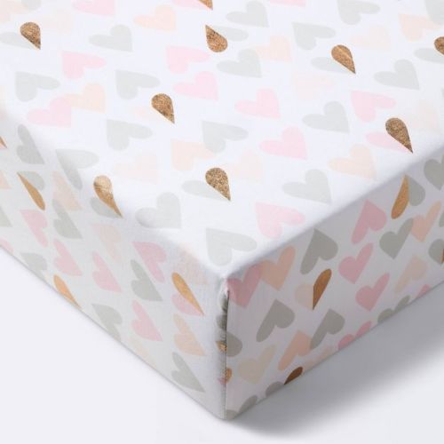 Crib Fitted Sheet Metallic Hearts - Cloud Island™