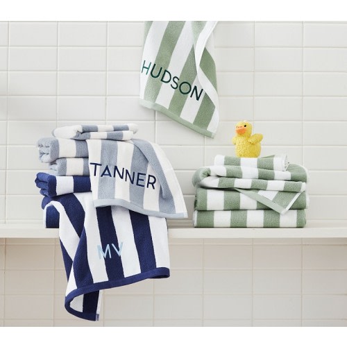 Rugby Stripe Kids Bath Towel | Pottery Barn Kids