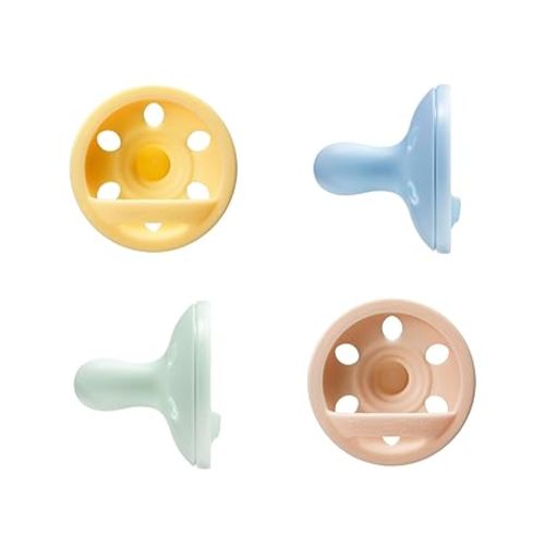 Tommee Tippee Breast-Like Pacifier, Lightweight, One-piece Silicone Design, Symmetrical Nipple, 0-6m, 4 Pack | Lightweight One-Piece Design, Symmetrical Nipple, BPA Free