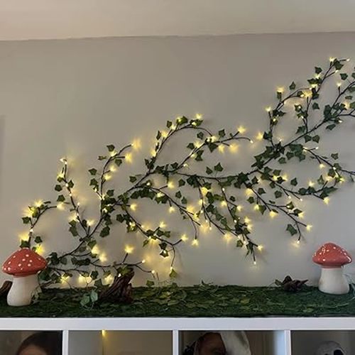 Enchanted Willow Vine Lights with Ivy Vine, 18 Branches 144 LEDs Ivy Garland for Bedroom, Wall, Garden, Party, Wedding, Room Decor (Ivy Vine)
