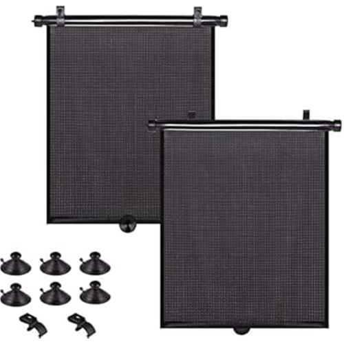 PLTCAT 2 Pack Large Car Sun Shade Side Window for Baby, Roller Vehicle Shades Sun Protection Shade for SUV Truck Side Window(Large-18''x20'')
