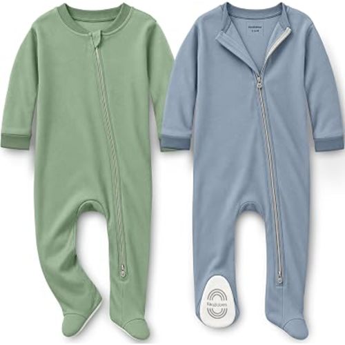 2-Pack Baby Pajamas Footie – Baby Sleepers 3-6 Months, Organic Cotton Footed Newborn Pajamas with Mitten Cuffs, Double Zipper Jammies, Soft, Breathable, Unisex Sleep and Play PJS (Slate, 3-6 Months)