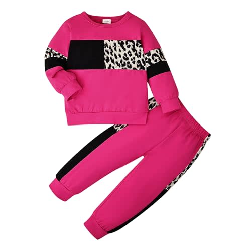 Tikoubabe Toddler Girl Clothes Baby Sweatshirt Leopard Fall Winter Outfits Long Sleeve Tops Pants Set 2 Pcs