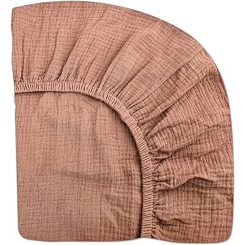 Crib Sheets for Boys Girl, Fitted Baby Toddler Bed Sheets 28" x 52", Neutral Muslin Cotton Crib Mattress Bedding Soft and Breathable Comfort(Dusty Rose)
