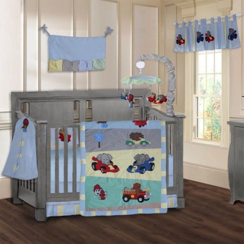 Harriet Bee Sirois Animal Zoom Car Racing Baby 9 Piece Crib Bedding Set & Reviews | Wayfair