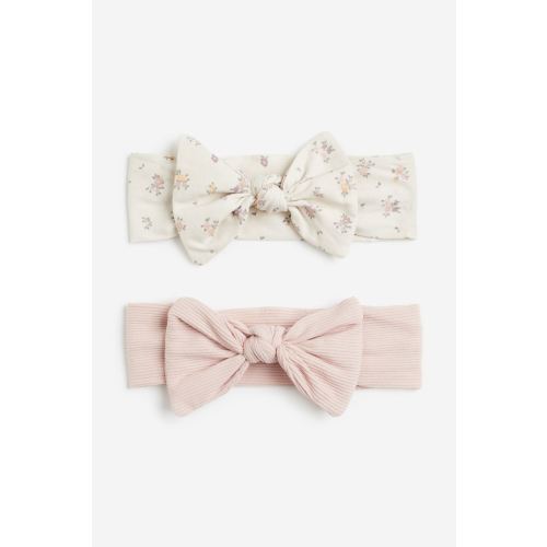 2-pack Bow-detail Hairbands, White/floral