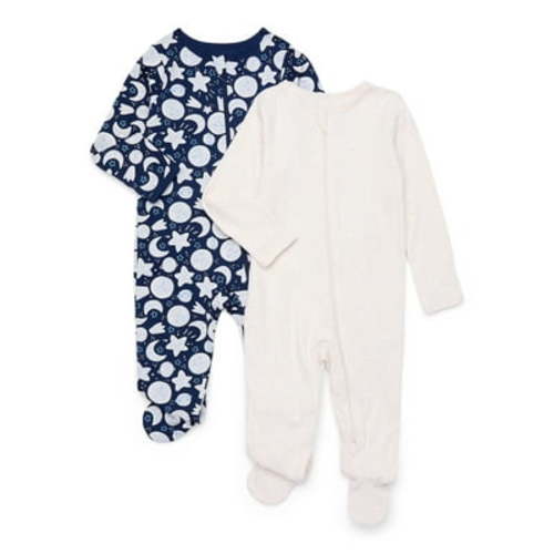 Wonder Nation Baby Gender Neutral Zip Front Footed Sleep N Play Pajamas, 2-Pack, Sizes Preemie-6/9 Months