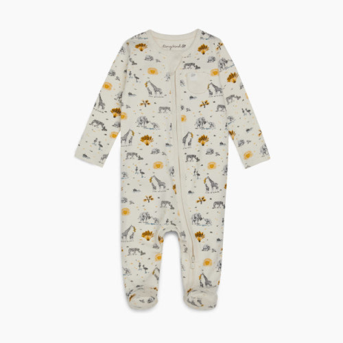 Tiny Kind Printed Zip Up Footie - Safari Family, 0-3 M