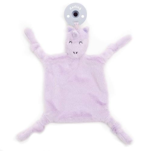 Pacifier Holder with Detachable Pacifier by Bella Tunno, Soft Animal Lovey Snuggle Toy Attaches to Teethers, Baby Gift for Newborn Boys and Girls, Babies 0+ Months, Unicorn