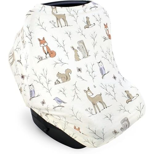 Hudson Baby Unisex Baby Multi-use Car Seat Canopy, Enchanted Forest, One Size