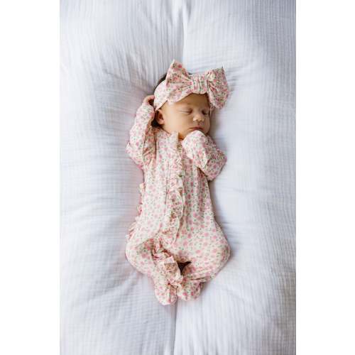 Pink Blossom Ruffled Footie