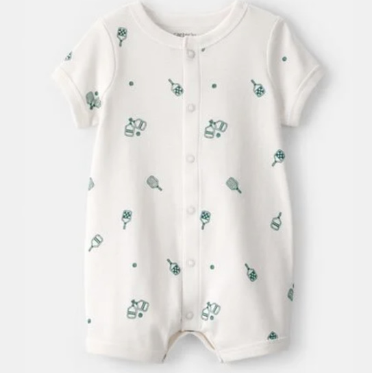 Baby Pickleball Short-Sleeve Romper - White | Carter's