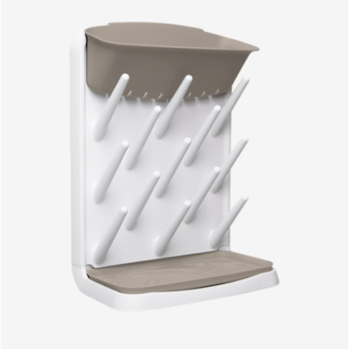 Ubbi Vertical Baby Bottle Drying Rack, Space Saving Countertop Drying Rack Baby Accessory, Taupe